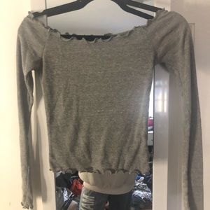 gray off the shoulder long sleeve